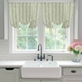 thumbnail image 4 of Sage Green Spring Leaves Balloon Curtains 63 Inch Length for Living Room/Bedroom, Pastoral Botanical Striped Flowers Rod Pocket Privacy Door Curtains Decorative Tie Up Shade for Window 52"x63", 4 of 8