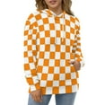 thumbnail image 4 of Orange Checkered Pattern Men's Women Vintage 3D Hooded Sweatshirt - All-Season Loose Fit Streetwear, 4 of 6