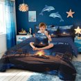 thumbnail image 3 of meiyoeat Forest Lake Camping Full Size Bedding Sets for Men Boys, Moonlight Mountain Lake Campfire Full Size Bed in a Bag, Blue, Blue Reversible, 7 Pieces, 3 of 6