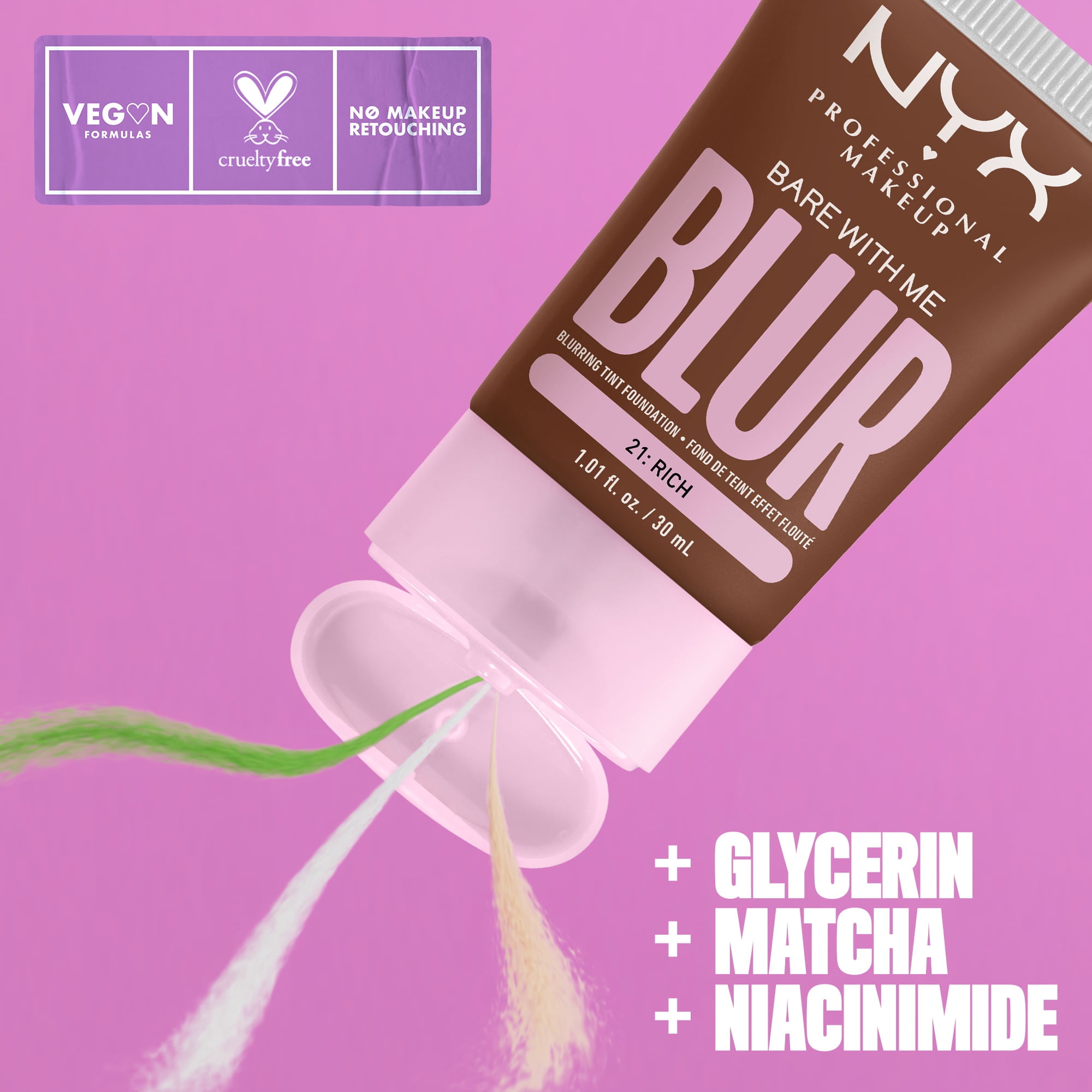 NYX Professional Makeup Bare with Me Blur Skin Tint Foundation, Medium Coverage, Rich