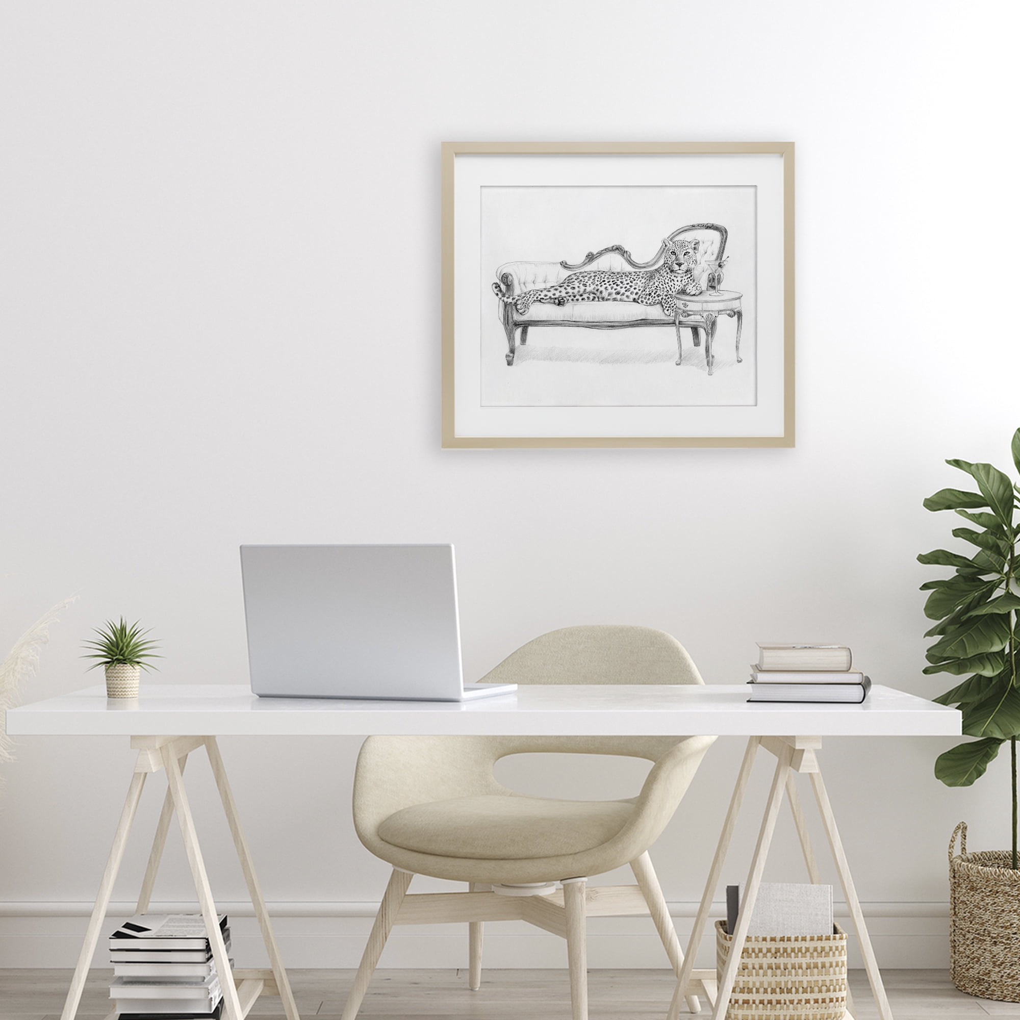 Stupell Industries Lounging Beast Cheetah Birch Framed Print Under Glass, design by Victoria Barnes