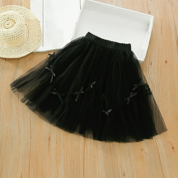 Clearance & Promo,Children's Short Skirt, Solid Leisure Sports, Bow Knot Design, Kids Summer Wear, Breathable Material, Casual Play, Easy Care Ultra-Comfortable Fit|100%Polyester,Black