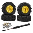 thumbnail image 1 of Milaget 4 Pcs 1/30 Roues et Pneus de Voiture RC Accessoires Haute Performance pour SCX30 Or, 1 of 9