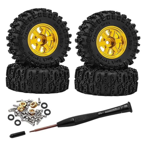 4 piezas 1/30 RC Car Wheels and Tires Accessories Robusto Coche RC de alto rendimiento Oro