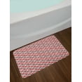 thumbnail image 2 of Modern Bath Mat, Abstract Warm Colored Splash Flowers on Grunge Stripes Repetition, Plush Bathroom Decor Mat with Non Slip Backing, 29.5" X 17.5", Coral Dark Grey and White, by Ambesonne, 2 of 2