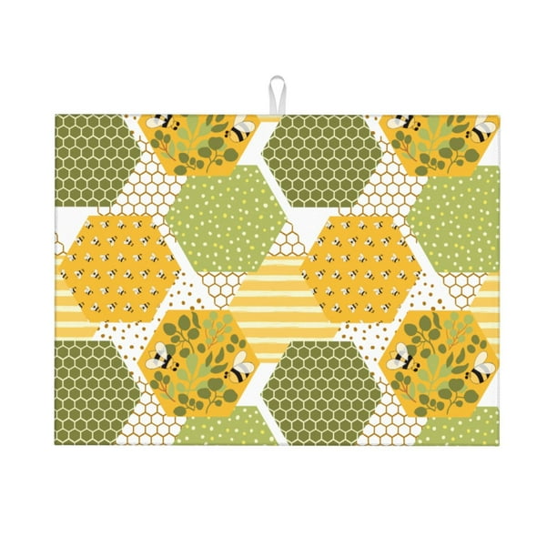 Balery Bee honey Alfombrilla de Secado para Cocina, 18x24 Pulgadas, Súper Absorbente para Platos y Encimeras