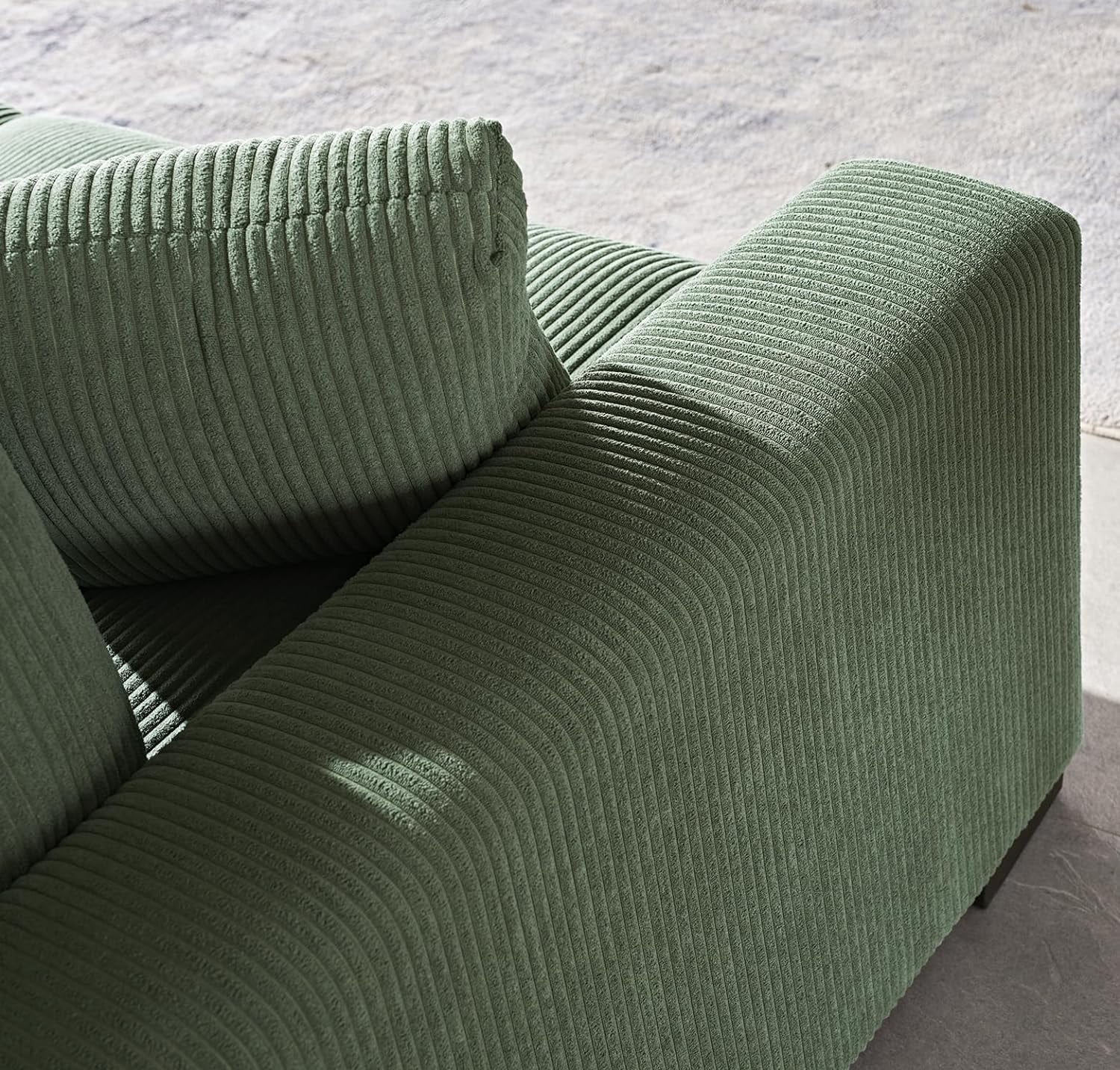 US Pride Furniture Corduroy Luxe 3-Seater Sofa with 2 Toss Pillows, Green