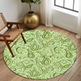 thumbnail image 3 of Round Area Rug 8 Ft, Vintage Green Washable Non-Slip Circle Carpet for Living Room/Bedroom, Retro Botanical Abstract Art Collection Low-Profile Large Area Rugs for Indoor, 3 of 7