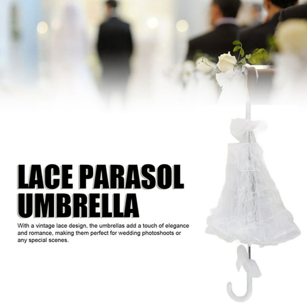 Sombrilla De Encaje Vintage Para Bodas - Paraguas Decorativo Blanco, Diámetro 86 Cm, Ligero (450g), Ideal Para Fotos Y Eventos Temáticos