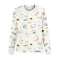 thumbnail image 3 of T-shirts à Manches Longues pour Femmes, Col Ras du Cou, Tuniques à Imprimé Floral, Hauts Doux Décontractés, Blouse Coupe Ample, 3 of 4