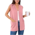 thumbnail image 6 of Summer Cardigans for Women with Pockets Sleeveless Dressy Casual Lightweight Casual Open Front Outerwear Vest (S, Pink), 6 of 8