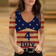 thumbnail image 2 of IROINNID 4th of July T-Shirt For Women Fashion Summer Casual Strapless Blouse Top V-Neck Women Tops Independence Day, 2 of 5