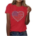 thumbnail image 2 of Mifsaly Womens Crewneck Short Sleeve Tops Summer Casual Rhinestone Heart Graphic T Shirts Loose Fit Dressy Daily Wear Sparkly Patriotic Fashion Tees L, 2 of 6