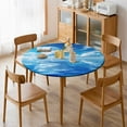 thumbnail image 4 of Bright Sunshine Through Deep Blue Sea Round Fitted Tablecloth with Elastic Edged & Backing, Round Table Cover for Indoor Outdoor Patio Use Fits Tables Up to 40" - 54" Diameter, 4 of 5