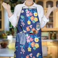 thumbnail image 6 of Pioneer Flower Floral Print Pattern Apron-Garden Aprons for Women with Pockets-Cotton Linen Waterproof Kitchen Cooking Gardening Aprons Adjustable for Kitchen,Cooking,BBQ and Salon 33x27 Inch, 6 of 7