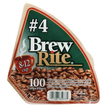 Brew Rite #4 Cone White Coffee Filters, 100 Count
