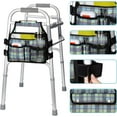 thumbnail image 4 of SupreGear Side Mount Walker Bag, Waterproof Folding Walker Organizer Pouch with Cup Holder, Double-Sided Storage, Plaid Green, 4 of 9