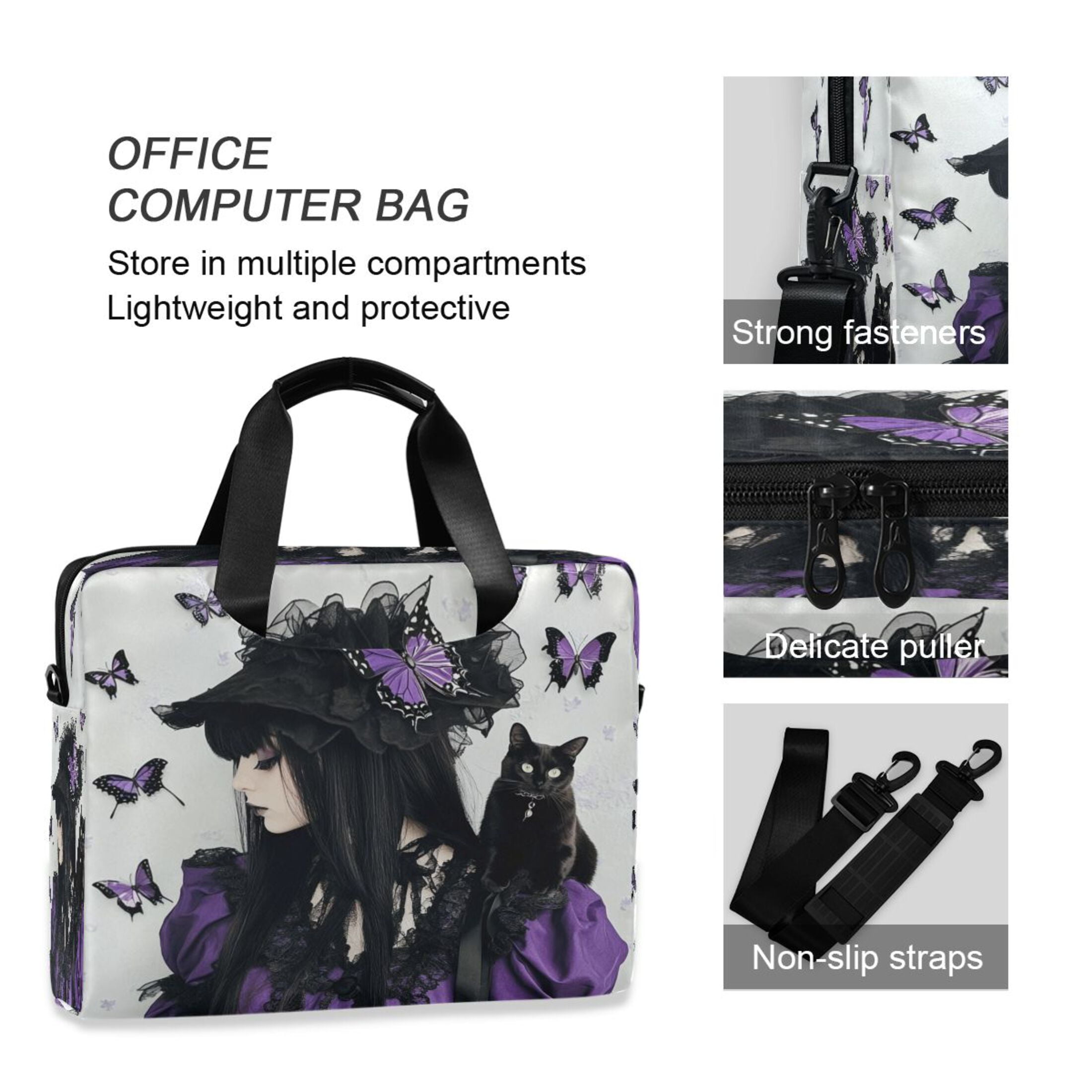 16" Laptop Tote Bag Laptop Sleeve Case Computer Briefcase for Work & Travel Beauty in A Purple and Black Suit