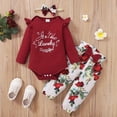 thumbnail image 2 of PatPat 3pcs Baby Girls Lovely Long Sleeve Romper and Bowknot Trousers Set,Fall Clothes Newborn Outfit,0-18 Month, 2 of 8