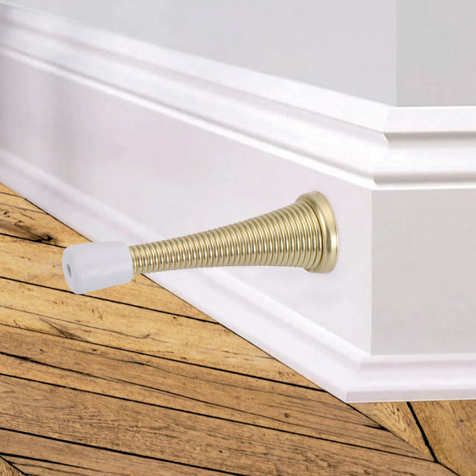 Hyper Tough Spring Doorstop, Brass-Plated Steel, 2 Pack