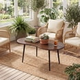 thumbnail image 5 of ELLEGNT Cloud Coffee Table 39.5" – Irregular Wood & Metal, Modern, for Living，Home Office，Small Spaces, Walnut, 5 of 9