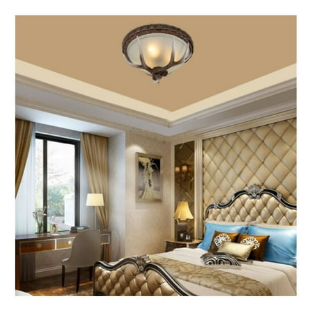 

ChicCrest Antique Antler Resin 3 Head Ceiling Lighs Round Handcrafted Ceiling Lamp Decor