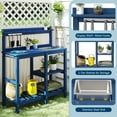 thumbnail image 3 of FOOWIN HDPE Outdoor Potting Table, Garden Potting Bench Table with Sink, Navy Blue, 3 of 8