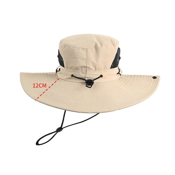 Xfvqtps Mens Sun Hats Solid Color Adjustable Drawstring Large Brim Sunscreen Breathable Waterproof Outdoor Multi Functional Hiking Camping Fisherman Hat Khaki