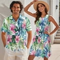 thumbnail image 2 of Yuyamidu Matching Hawaiian Outfits for Couples Summer Dresses for Women 2026 Mens Floral Button Down Shirt Round Neck Sleeveless Mini Dress Tank Loose Fit Dress Casual Pleated Tshirt Dresses Size S, 2 of 6