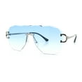 thumbnail image 5 of Oversize Luxury Hip Hop Gangster Swagger Rimless Racer Shield Sunglasses [Silver - Blue], 5 of 7