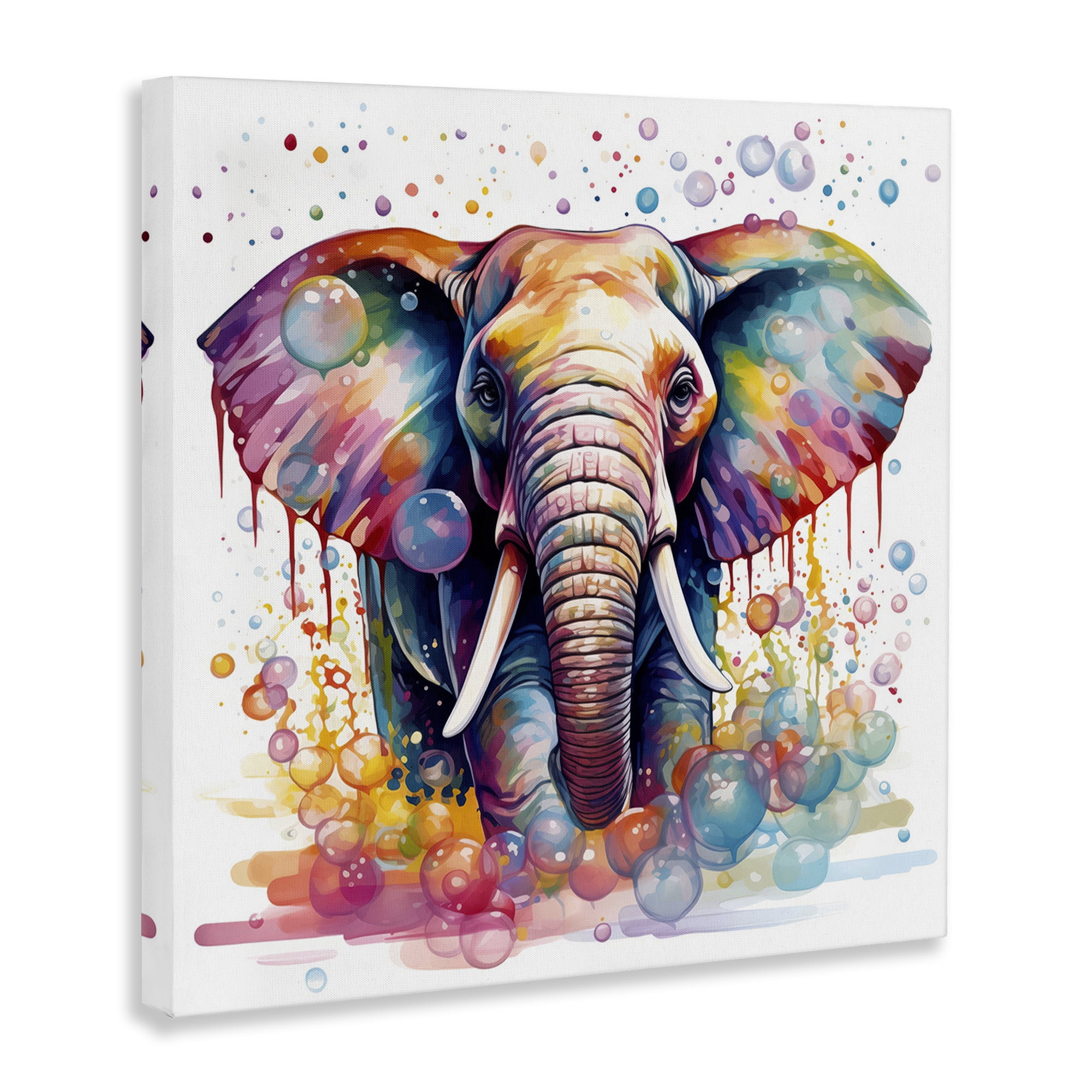 Stupell Industries Bubble Pattern Elephant Bath & Laundry Painting Wrapped Canvas Art Print Wall Art, 24 x 24