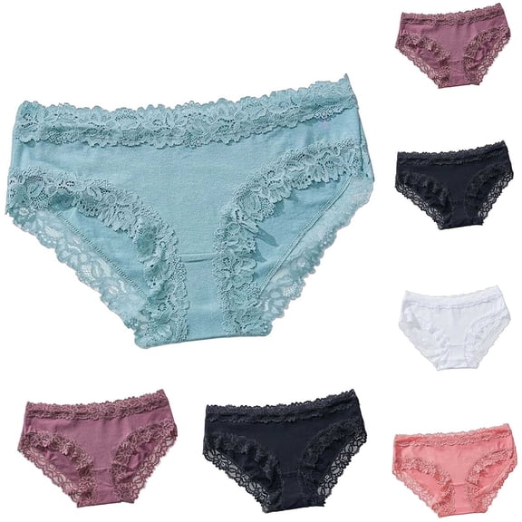 Oksale Cotton Panties for Women Trendy Lace Trim Low Rise Underwear Lightweight Breathable Cozy Briefs Pink M