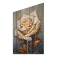 thumbnail image 2 of Designart "Cream Gold Rose Reverie Soft Roses" Floral Print on Natural Pine Wood, 2 of 5