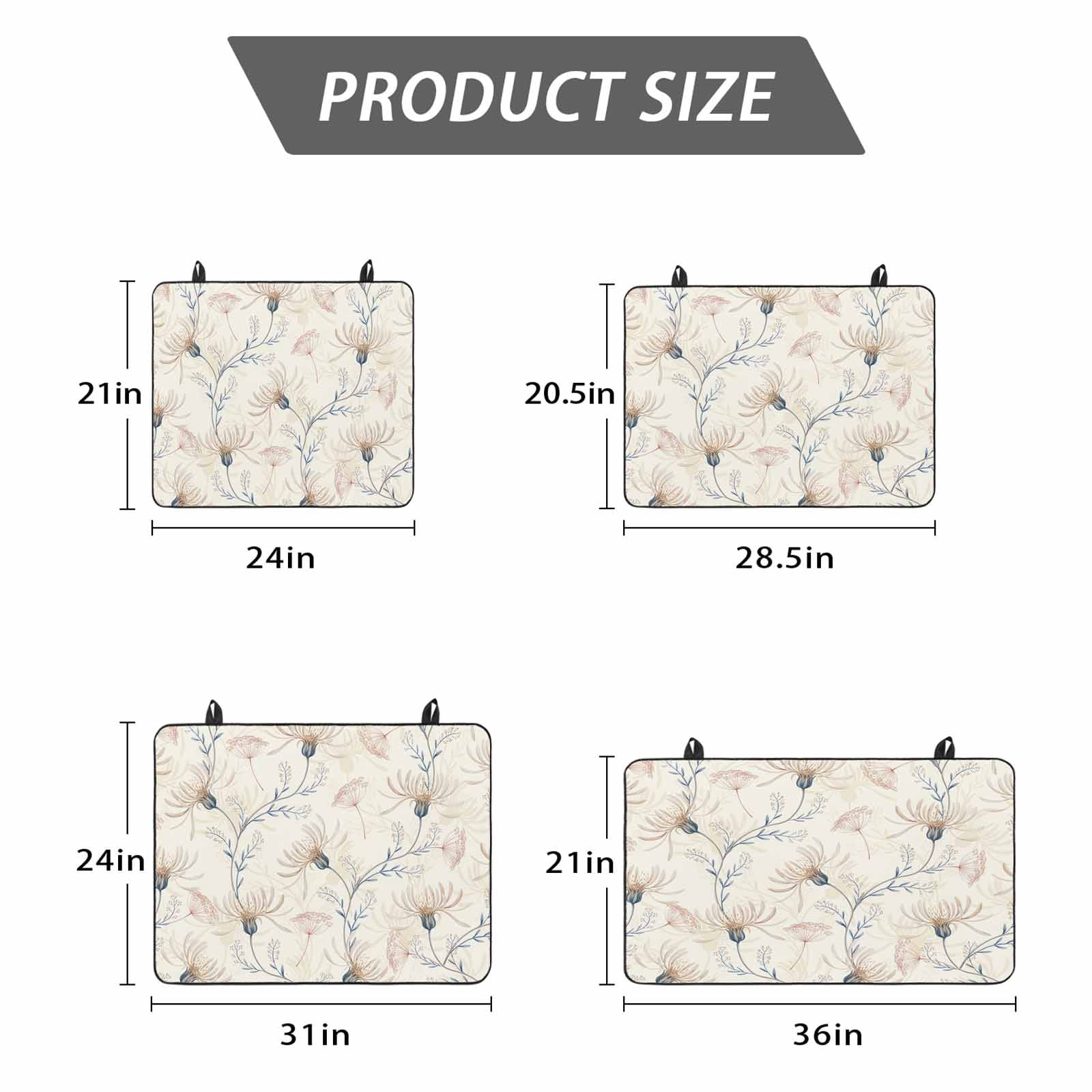 Beige Flowers Stove Top Cover for Electric Stove, Heat-proof & Non Slip Glass Top Stove Cover Protector, Watercolor Farmhouse Botanical Floral Kitchen Flat Cooktop Rubber Mat 24x21 Inches