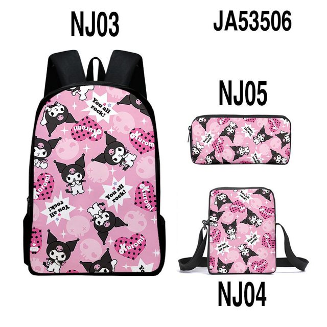 Kuromi Anime Mochila De Hombro Bolso De Lápices Conjunto Sanrio Mochilas escolares