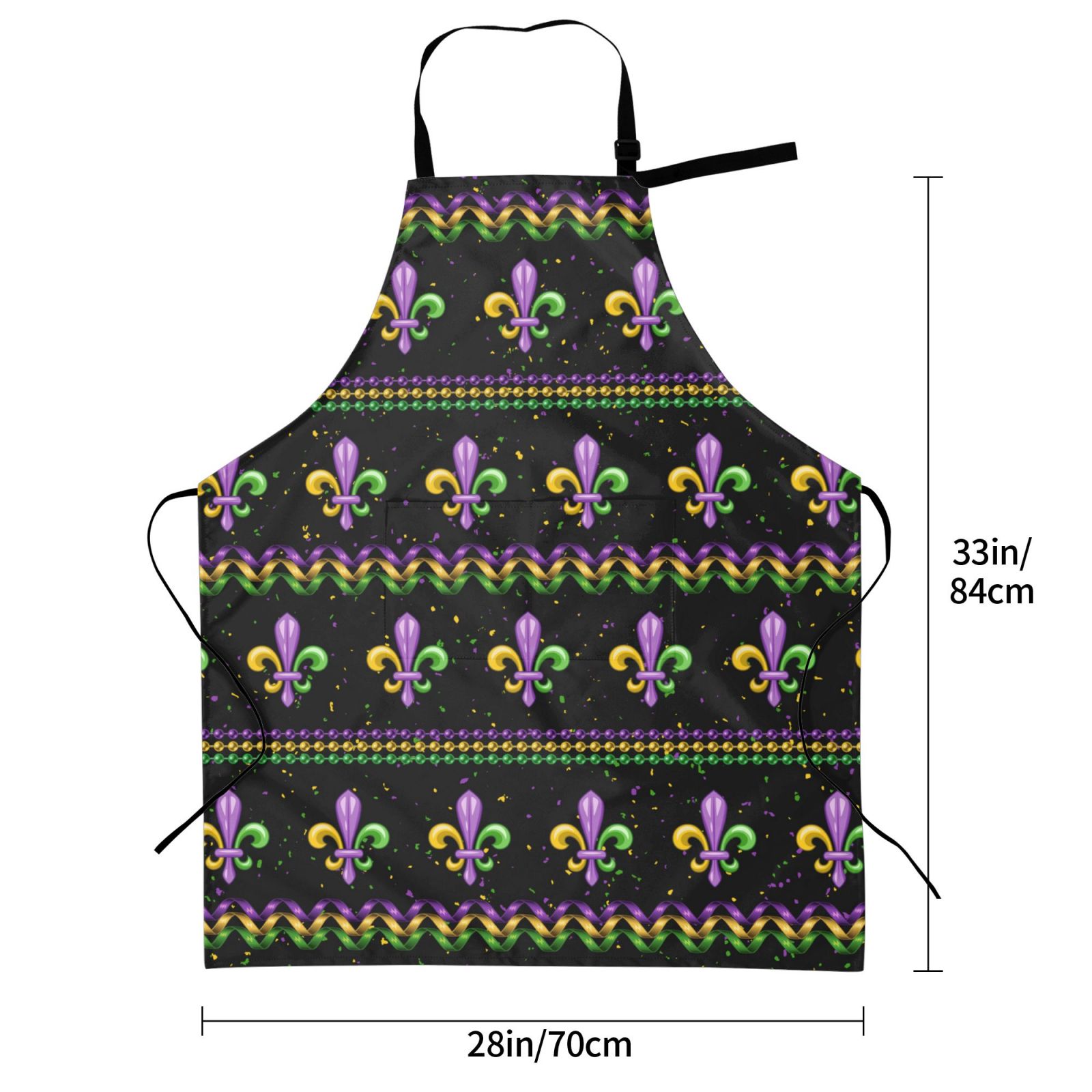 Kdxio Mardi Gras Fleur de Lis Apron with Pockets Adjustable Kitchen Aprons for Men Women Waterproof Aprons for Cooking,Drawing,Crafting, Baking Household Cleaning