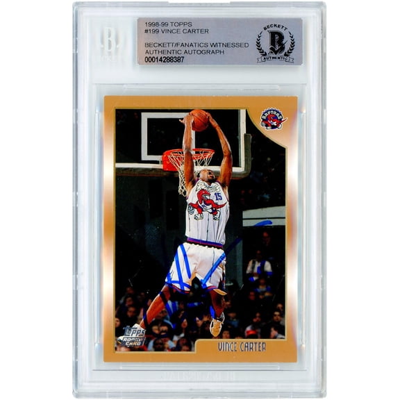 Vince Carter Toronto Raptors Autographed 1998-99 Topps #199 Beckett Fanatics Witnessed Authenticated Rookie Card - Fanatics Authentic Certified