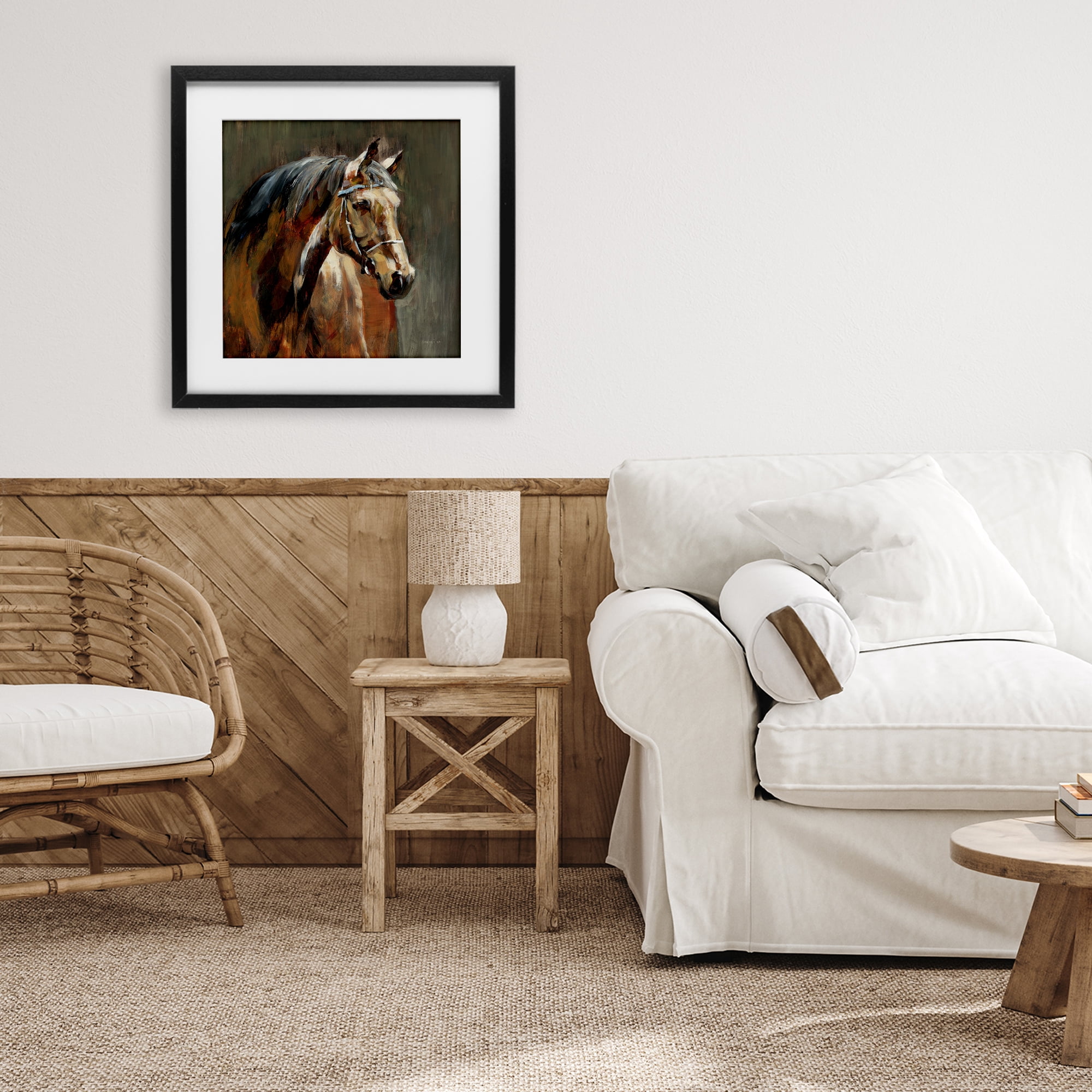 Stupell Industries Horse in Stable at Dusk Black Framed Print Under Glass, design by Danhui Nai