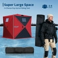 thumbnail image 2 of Garvee Pop up Ice Fishing Shelter and Insulated Ice Fishing Tent with 49ft LED Light Strip, Windproof Portable Hub Design, Fits 3-4 People, 35 Sq Ft Fishable Area, Red+Black, 2 of 8