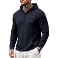 thumbnail image 7 of MiYuan Mens Henley Hoodies Textured Knit Pullover Casual Long Sleeve Knit Hooded Sweatshirt with Kangaroo Pocket, 7 of 7