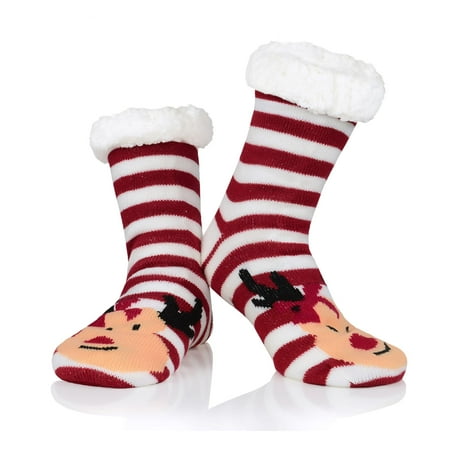 

Women s Slipper Socks Fuzzy Socks with Grips Christmas Gifts Warm Socks for Womens Non Slip Socks Sherpa Animal Deer