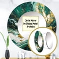 thumbnail image 3 of Designart "Serene Cascade in Green and Gold I" Abstract Green Large Round Mirror - Round Mirror Wall Décor - Contemporary Round Printed Mirror 23" x 23" Inch, 3 of 5