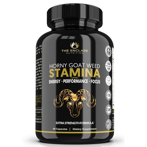 The Enclare Nutrition Horny Goat Weed for Men and Women - Extra Strength Maca Root Extract, Tongkat Ali, Tribulus, Muira, Circulation, Power, Energy & Performance Supplement 60ct