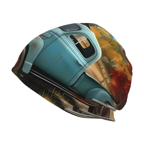 Logiee Vintage Truck Farm Scene Print Unisex Knit Beanie for Men Women Winter Hat,Beanies Skull Caps