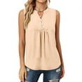 thumbnail image 6 of Womens Cotton Linen Tank Tops, Sleeveless Shirts for Women Summer Casual Vintage Solid Color Ruched Button Up V Neck Dressy Blouses, 6 of 6