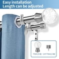 thumbnail image 2 of Urbanest Adjustable Double Curtain Rod Set Crackle Glass Manhattan Finials – 1″ Front & 3/4″ Back Rod With Brushed Steel Rod, 48–84 Inches, 2 of 6