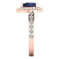 thumbnail image 3 of 2.03 ctw with Simulated Diamond Halo Accents Anniversary Ring for Women | Heart Cut Simulated Blue Sapphire | Hyperallergenic Solid 18K Rose Gold, 3 of 5