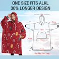 thumbnail image 4 of Oversized Wearable Blanket Hoodie,Red Christmas Candy Cane Pattern Sherpa Blanket Hoodie with Super Pockets,Super Warm Fuzzy Pullover for Women & Men, 4 of 6