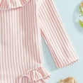 thumbnail image 4 of Zanarzt Infant Baby Girl Swimsuit One Piece Toddler Girls Seersucker Long Sleeve Rash Guard Swimsuit UPF 50+ Rash Guard Pink,12-18 Months, 4 of 6