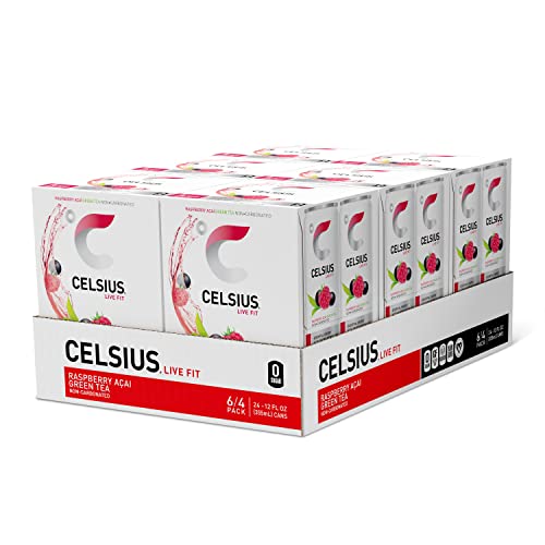 CELSIUS Raspberry Acai Green Tea, Functional Essential Energy Drink 12